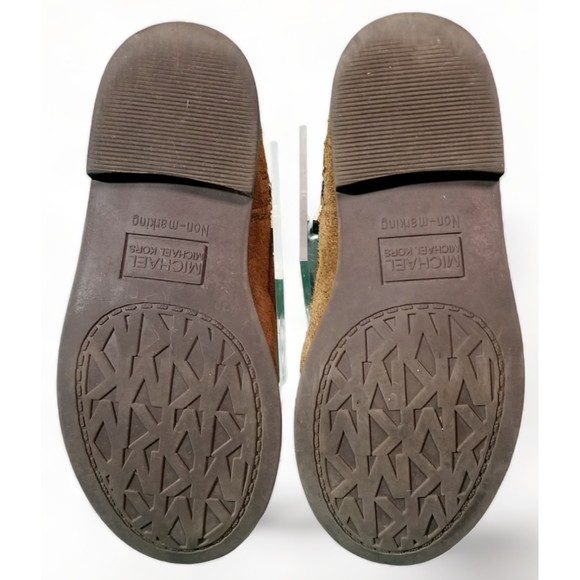 Michael Kors Girl's Ankle Booties Brown Faux Suede Zippers MK Logo Shoe Size 11K - Picture 10 of 11